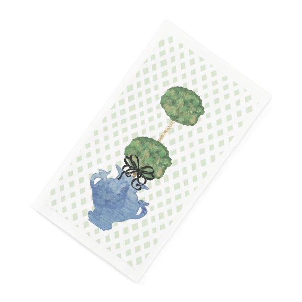Sage Green Lattice Topiary Ginger Jar Paper Guest Towels