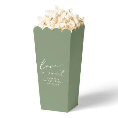 Sage Green Love is Sweet  Popcorn Favor Boxes