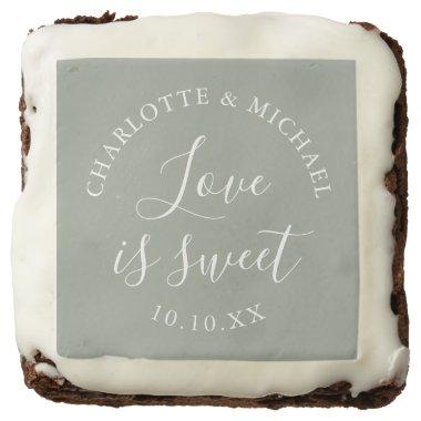 Sage Green Love Is Sweet Wedding Brownie