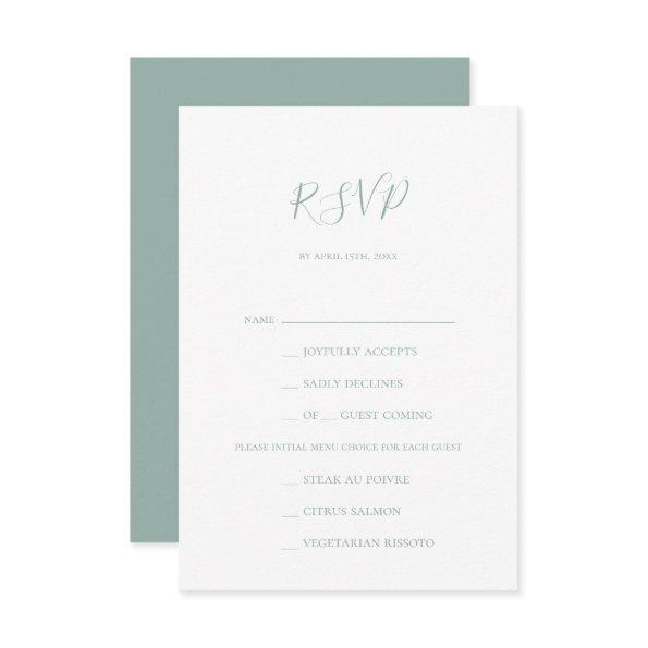 Sage Green Menu Choice RSVP Card