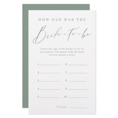 Sage green minimal how old was the bride game