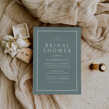 Sage Green Minimal Modern Bridal Shower Invitations