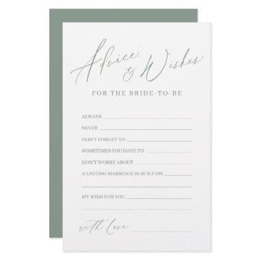 Sage green minimal modern wedding advice & wishes