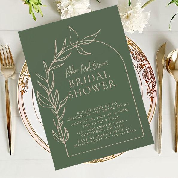 Sage Green Minimal Script Text Bridal Shower Invitations