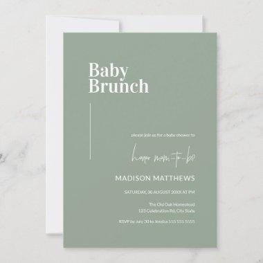 Sage Green Minimalist Baby Brunch Baby Shower Invitations