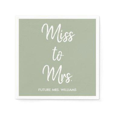 Sage Green Miss to Mrs  Bach Party Napkins