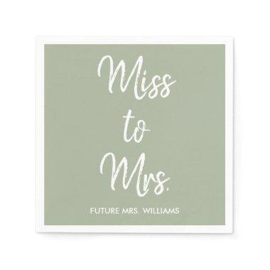 Sage Green Miss to Mrs Bridal Shower Bach Party Napkins