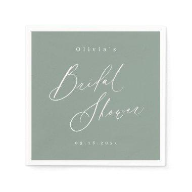 Sage Green modern script minimal  Napkins