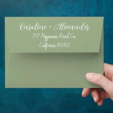 Sage Green Modern Wedding Chic Return Address Envelope