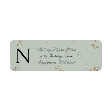 Sage Green Monogram Gold Glitter Return Address Label