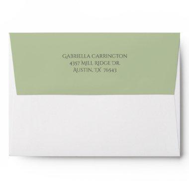 Sage Green Return Address Wedding  Envelope