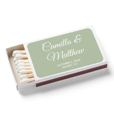 Sage Green Romantic Script Wedding Favor Matches