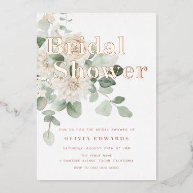 Sage Green & Rose Gold Bridal Shower Foil Invitations