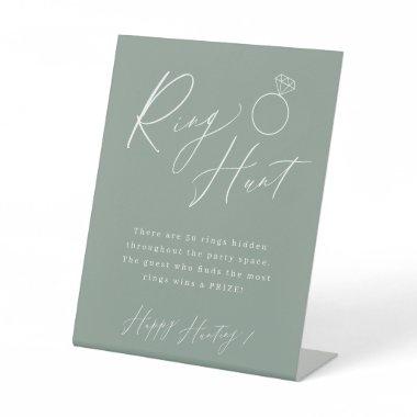 Sage green script ring hunt  game pedestal sign