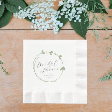 Sage Green Simple Heart Wreath  Napkins