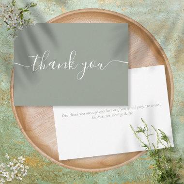 Sage Green Simple Modern Elegant Script Thank You Invitations