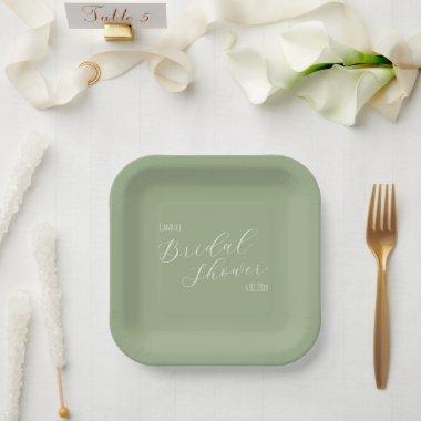 Sage Green Simple Style  Paper Plates