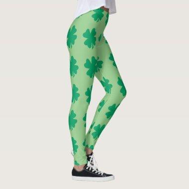 Sage Green St Patrick's Day Shamrock Leaf Cute Leggings