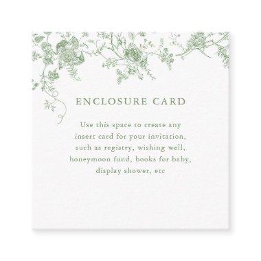 Sage Green Toile Vintage Floral Square Enclosure