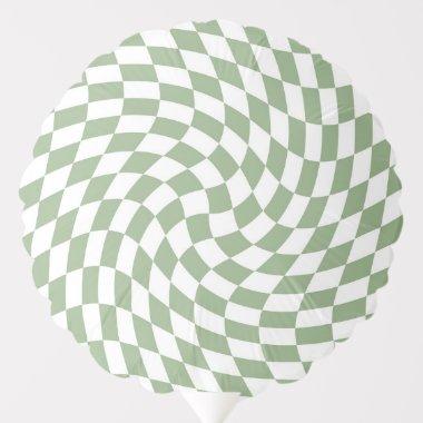 Sage Green Wedding Collection Check Checkered Balloon
