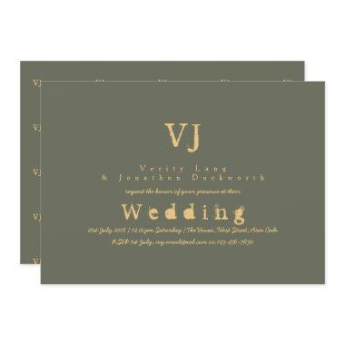 Sage Green Wedding  Gold Ink Typwriter
