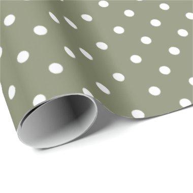 Sage Green | White Polka Dot Wrapping Paper