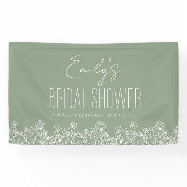 Sage Green Wildflower Boho Bridal Shower Banner