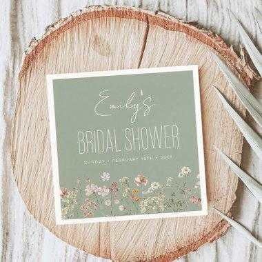 Sage Green Wildflower Boho  In Bloom Napkins