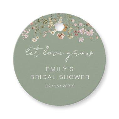 Sage Green Wildflower Bridal Shower Let Love Grow Favor Tags