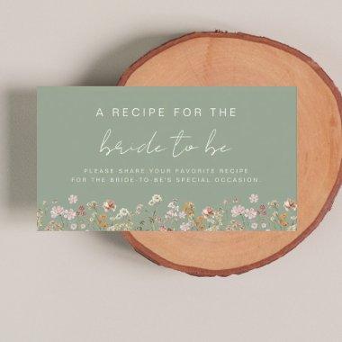 Sage Green Wildflower Bridal Shower Recipe Share Enclosure Invitations