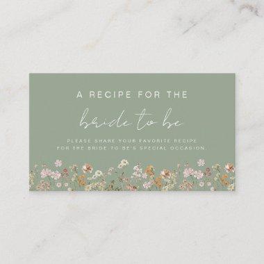 Sage Green Wildflower Bridal Shower Recipe Share Enclosure Invitations