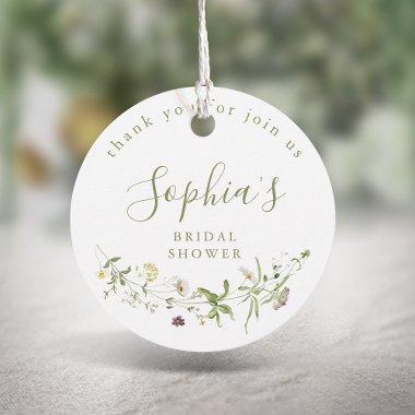 Sage Green Wildflower Rustic Boho Bridal Shower Favor Tags