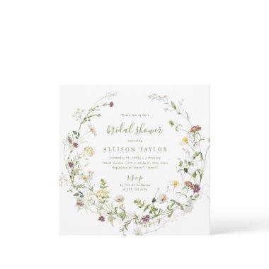 Sage Green Wildflower Rustic Boho Bridal Shower Invitations