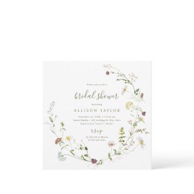 Sage Green Wildflower Rustic Boho Bridal Shower Invitations