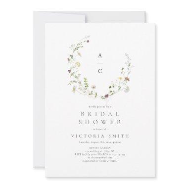 Sage Green Wildflower Rustic Boho Bridal Shower Invitations