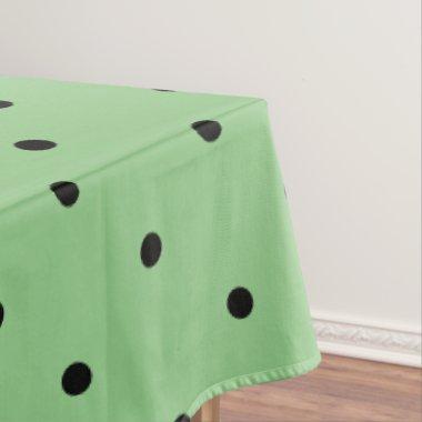 Sage Green with Black Polka Dots Tablecloth