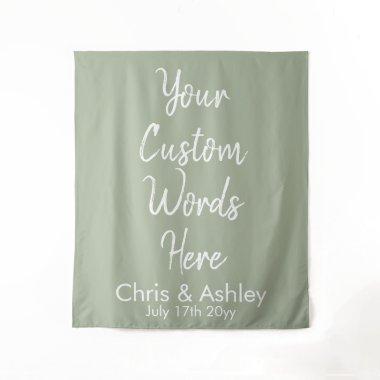 Sage Green Your Custom Words Wedding Backdrop Prop