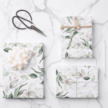 Sage Greenery Elegant Soft Rose Gold Foliage Wrapping Paper Sheets