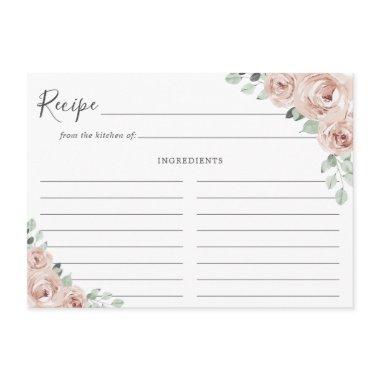 Sage Greenery Pink Floral Dusty Rose Recipe Invitations