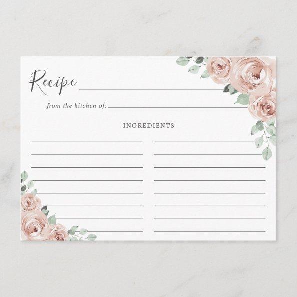 Sage Greenery Pink Floral Dusty Rose Recipe Invitations