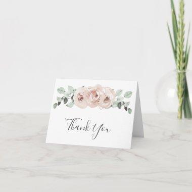 Sage Greenery Pink Floral Dusty Rose Wedding Thank You Invitations