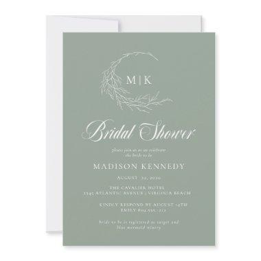 Sage Leafy Crest Monogram