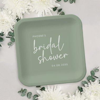 Sage Minimalist Script  Paper Plates