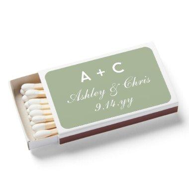 Sage Modern Personalized Wedding Reception Favor Matchboxes