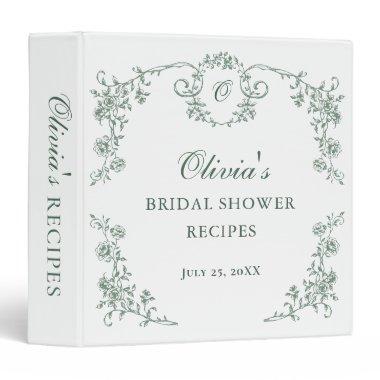 Sage Ornate Grace Victorian  Recipe 3 Ring Binder