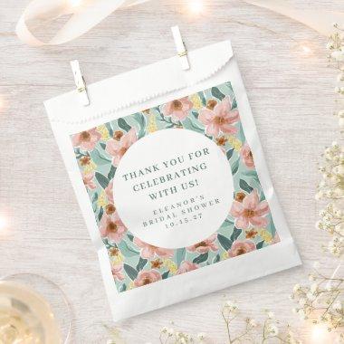 Sage Pink Floral  Custom Thank You Favor Bag