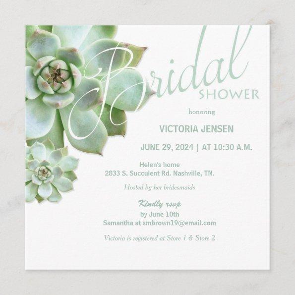 Sage Succulent Garden Bridal Shower Invitations