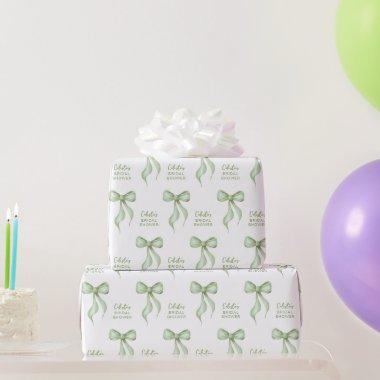 Sage Watercolor Bow Personalized  Wrapping Paper