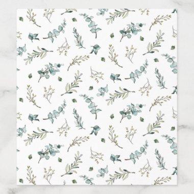 Sage Watercolor Eucalyptus Leaves Wedding Envelope Liner