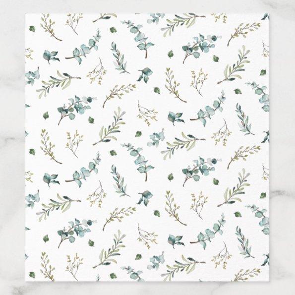 Sage Watercolor Eucalyptus Leaves Wedding Envelope Liner